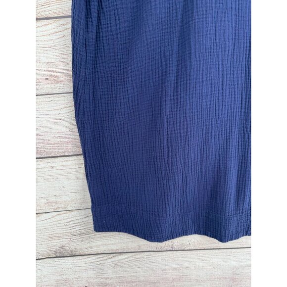 Anthropologie V-Neck Crepe‎ Short Sleeve Dress Women's Size Large Navy Blue - Picture 14 of 14